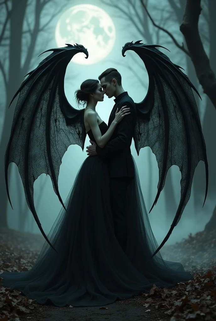 Vampire couple with vampire wings 