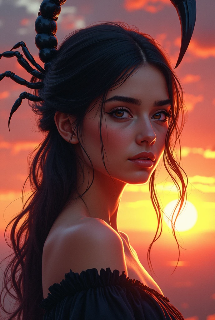 A beautiful girl naam of Mahi background is Blaze and sunset with black scorpio