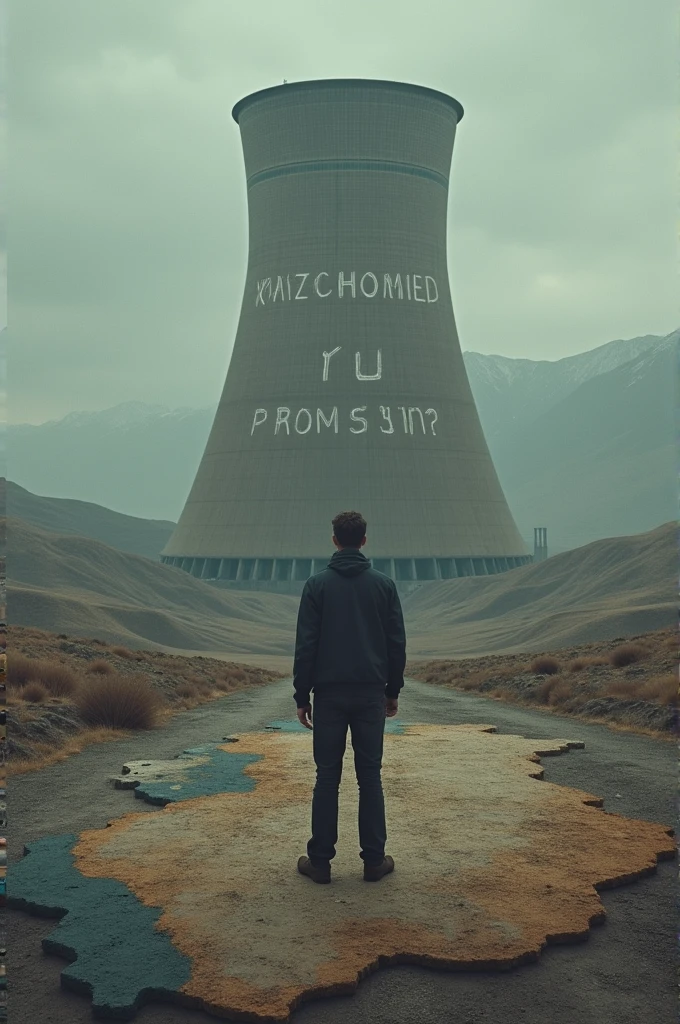 image, related to nuclear power plants. linked to the map of Kazakhstan. main text "You promised?»