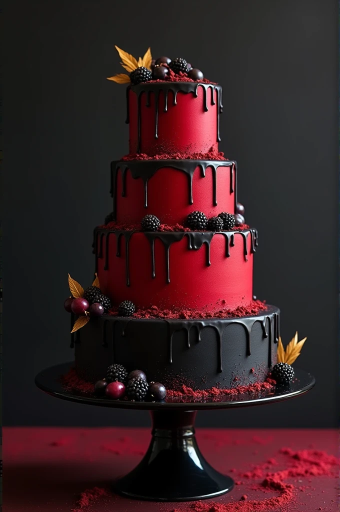 A black and red cake