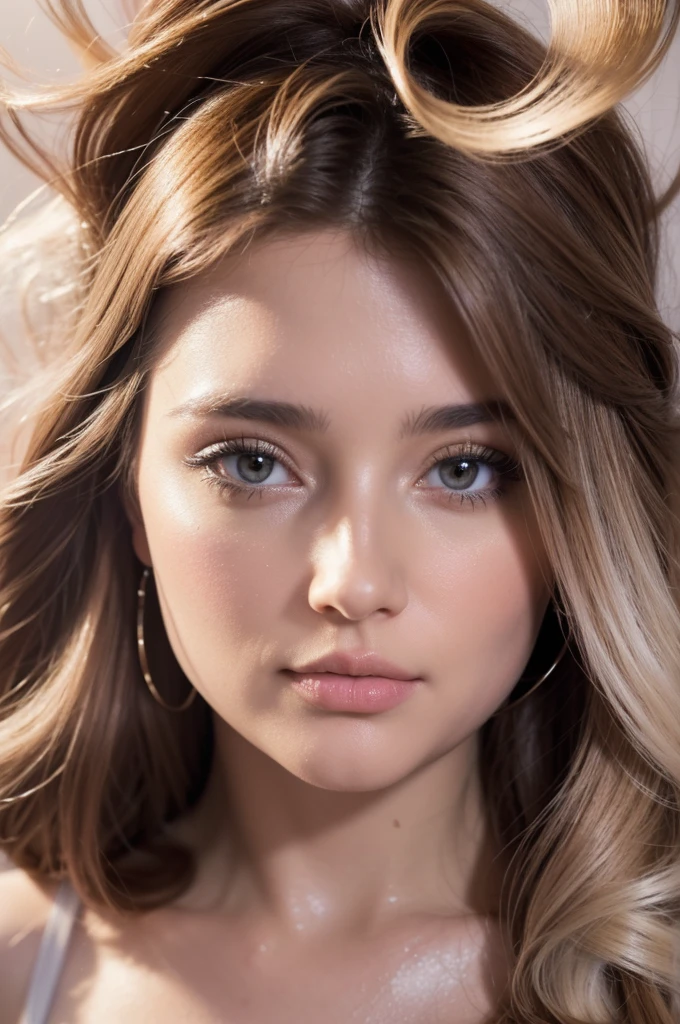 a beautiful young woman, serene expression, long wavy brown hair, large doe-like eyes, delicate facial features, elegant pose, floating in a surreal dreamlike space, glowing aura, wispy translucent ethereal dress, soft pastel colors, warm lighting, cinematic composition, dramatic lighting, fantasy, highly detailed, photorealistic, 8k, (best quality,4k,8k,highres,masterpiece:1.2),ultra-detailed,(realistic,photorealistic,photo-realistic:1.37)