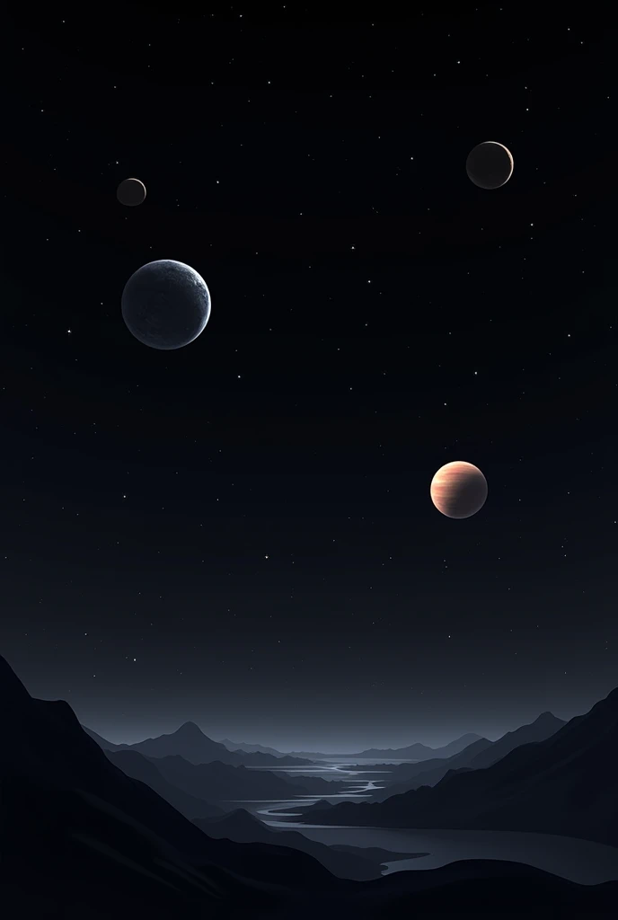 A 2d black space bg
With white stars and some planets 
