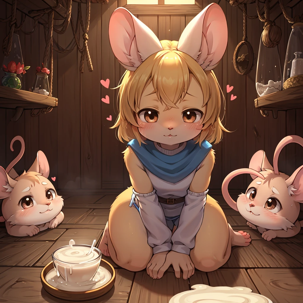 (It's a Smell ward) , Mouse Kingdom , mouse couple , Children from all over the world , moist thin eyes , glossy lips , Swollen cheeks , heart is beating fast , Condensed milk