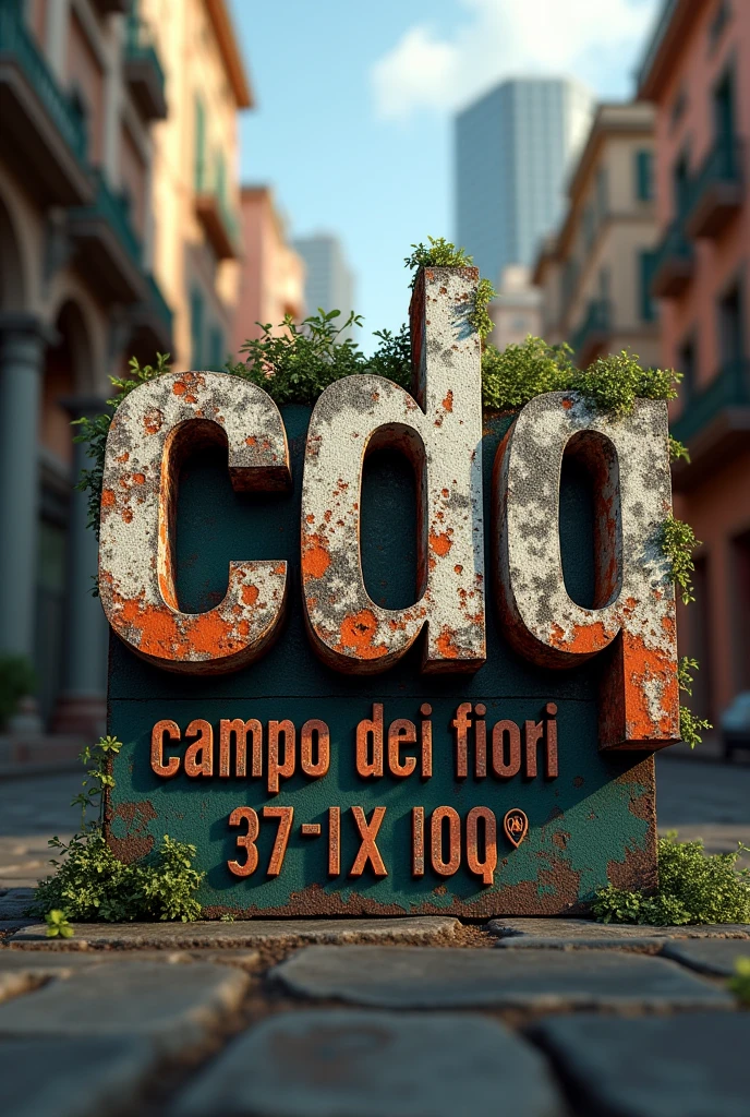 A logo with write "CDQ Campo Dei Fiori 37" on Urban style, realistico, hdr