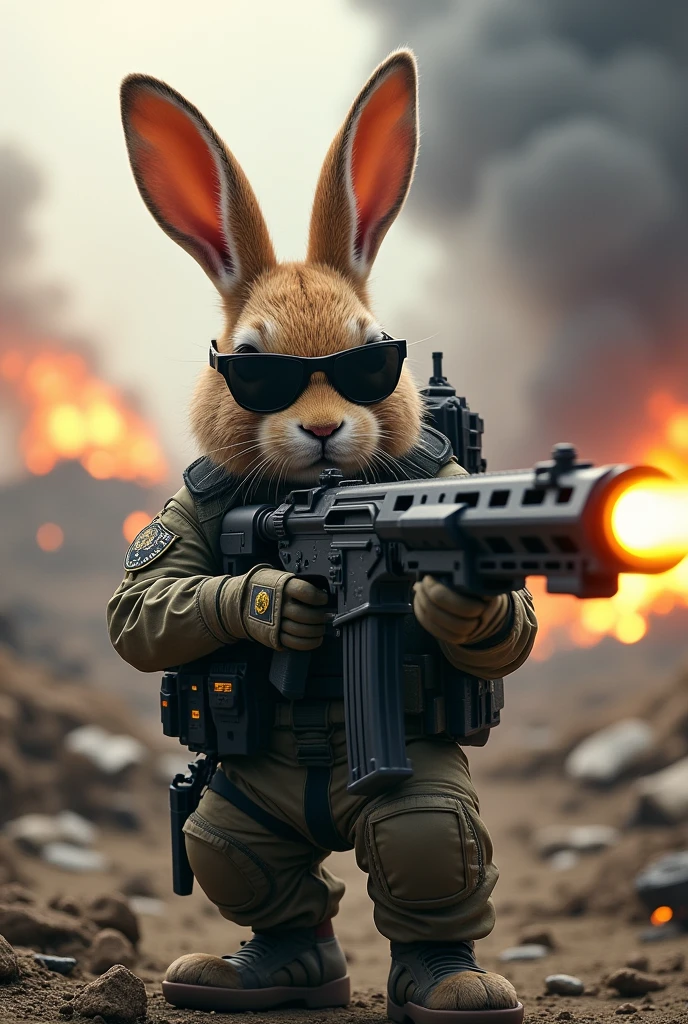 Rabbit Soldier、Beam rifle、Artillery fire、sunglasses