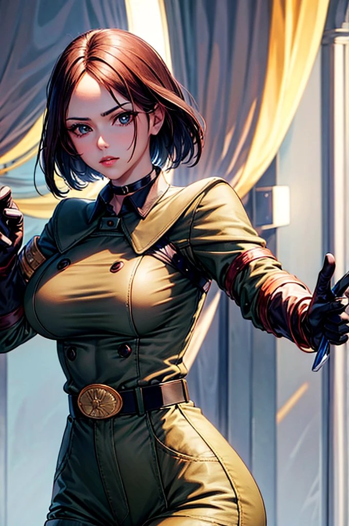 gloves uniform military military uniform belt choker pants whip beauty beautiful girl perfect face huge breasts