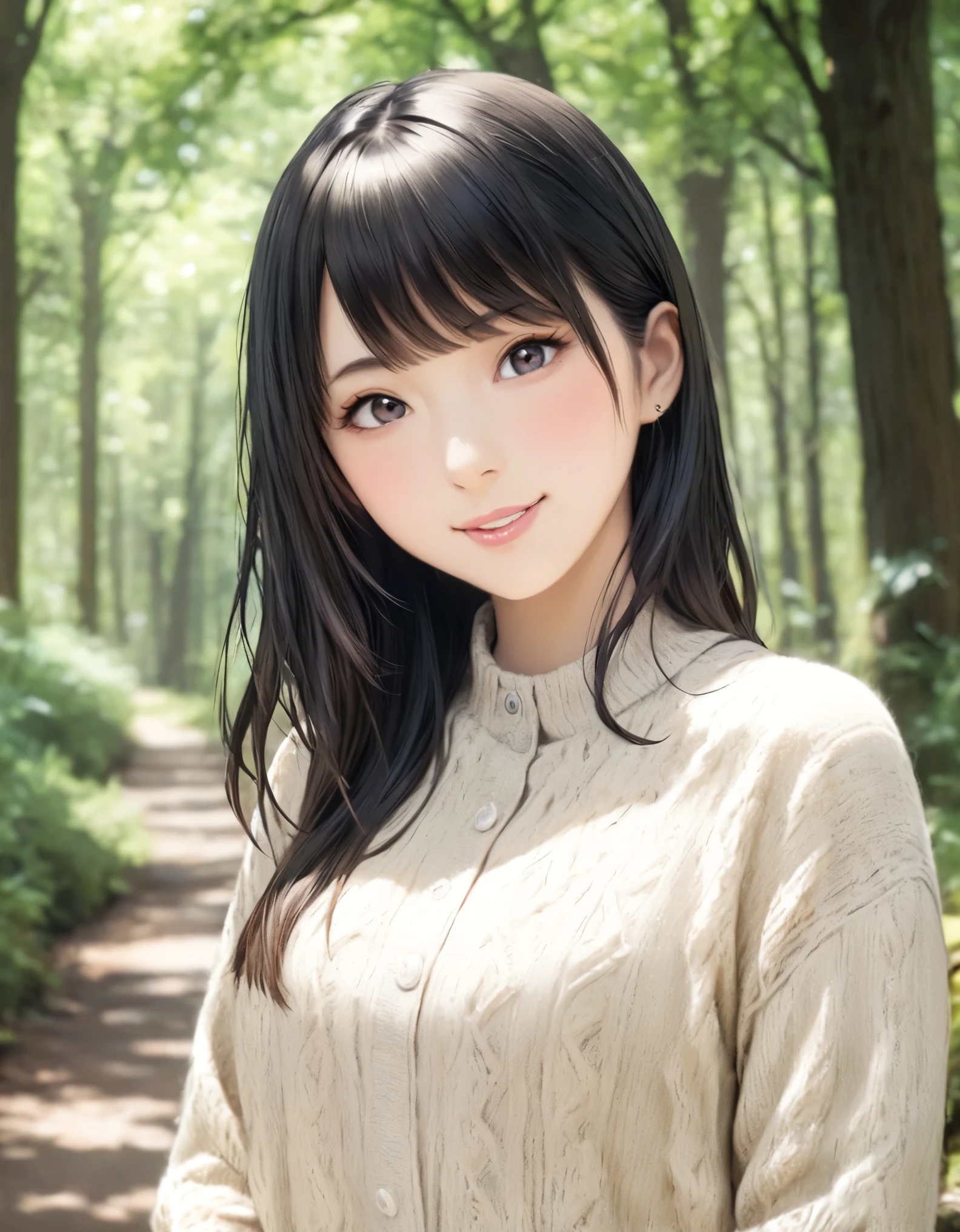 (best quality:1.2), 1girl, forest road