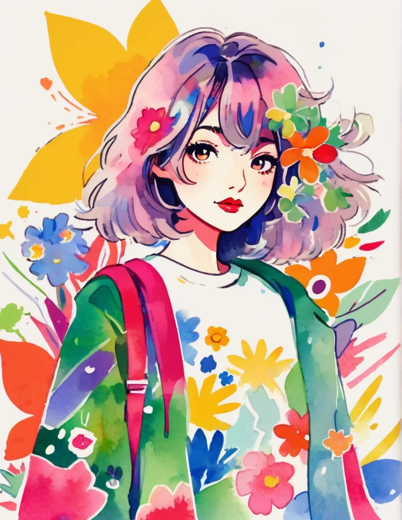 Micho Style、(((stylish fashion))), 8K Quality、Intense watercolor, Detailed watercolor art, Watercolor splash, Surreal, avant-garde pop art, Beautiful and expressive paintings, Beautiful artwork illustration, Very colorful tones, wonderful, Cool beauty, highest quality、Official Art, Vector art, Stylish design, (((The most beautiful boys))), (((highest quality))), HDR, ((detailed)), (((Doodle Art)), ((masterpiece)), ((Super detailed)), (((Colorful flowers))),(((Stylish))), front view
