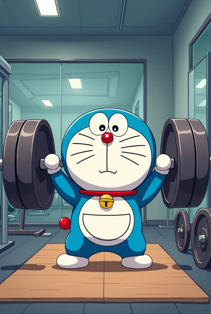 Doraemon doing deadlift