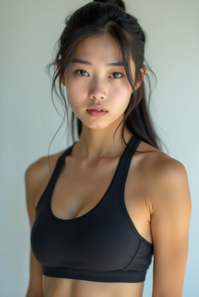Portrait Photography、A beautiful Japanese athlete wearing a sports bra。
