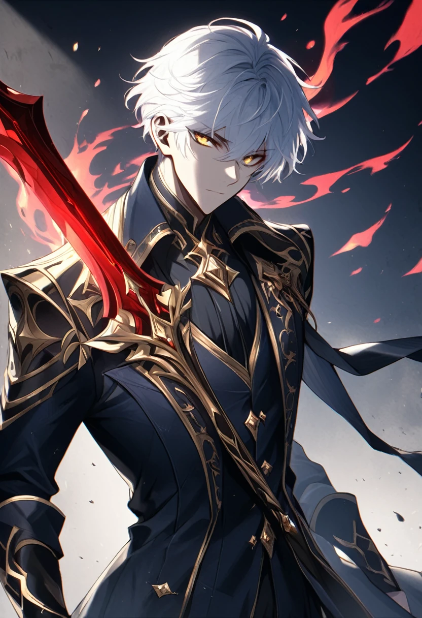 kk, best quality, more details, masterpiece, portrait, 1boy, male focus,  (evil:1.2),(from below:1), male focus, solo, smile, kaneki ken, heterochromia, black sclera, colored sclera, white hair, red eyes, looking at viewer, grin, portrait, bangs, short hair,dark energy, colorful, vibrant colors, portal to another world, side view, face_focus, zoomed_face, zoomed_in, bokeh,
bloody, evil, dark,moody, spooky background, villian, colorful, beautiful,
ultra realistic, intricate details, elegant, hyper realistic, tonemapping, hyperfocus, sharp focus, [volumetric lighting],photorealistic realistic, luxurious, 8k, detailed, ray tracing, depth of field, cinematic lighting, small gold particles,