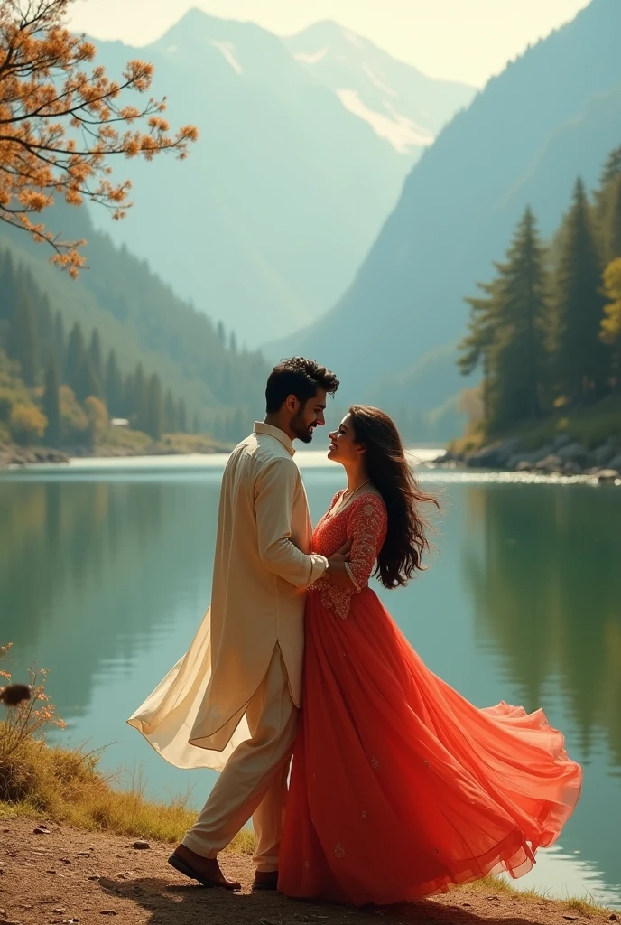 Hindi song couple dance long video in romantic mood or romantic place nature place