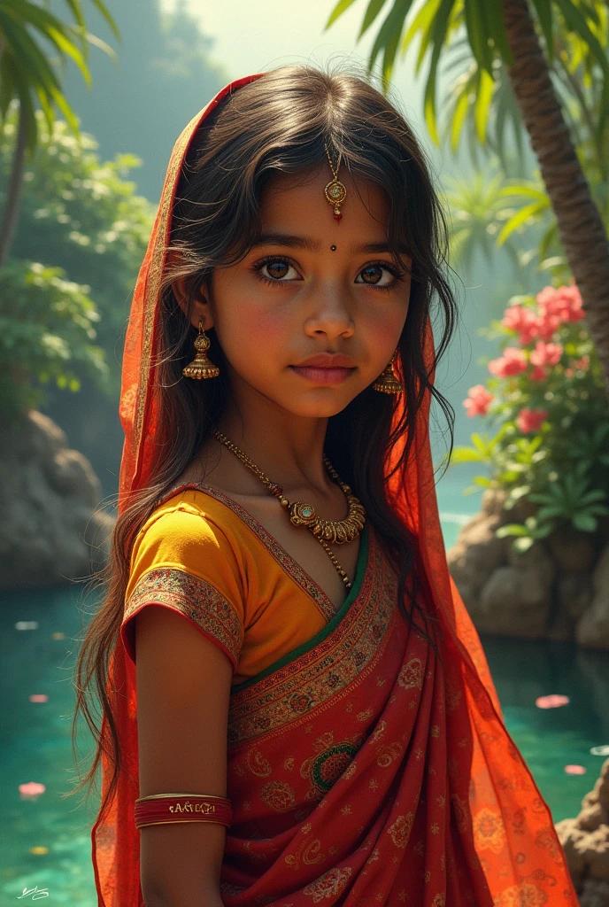 Create an Indian girl with a bg of an image