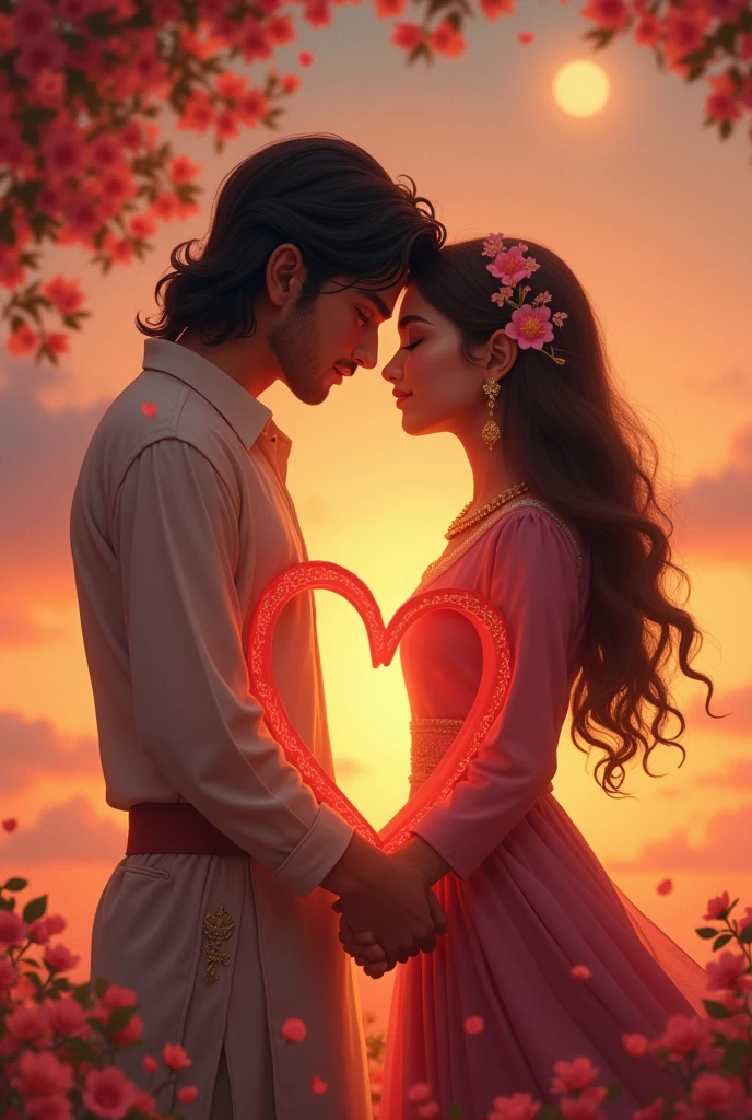 Two hearts write hamza and Hina