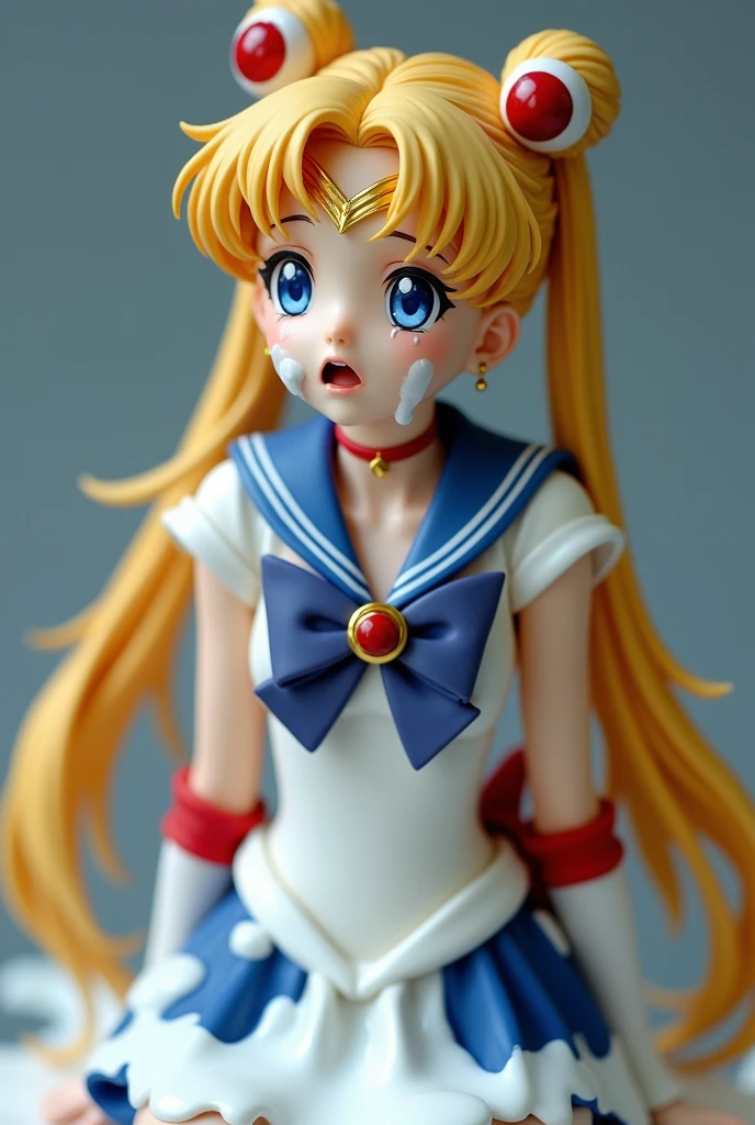 Sailor Moon with tears in her eyes and milk poured all over her face　PVC Figure