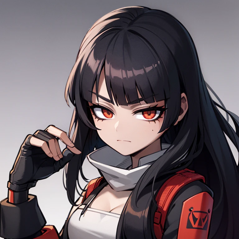 Long black hair kunoichi cyberpunk half face mask 