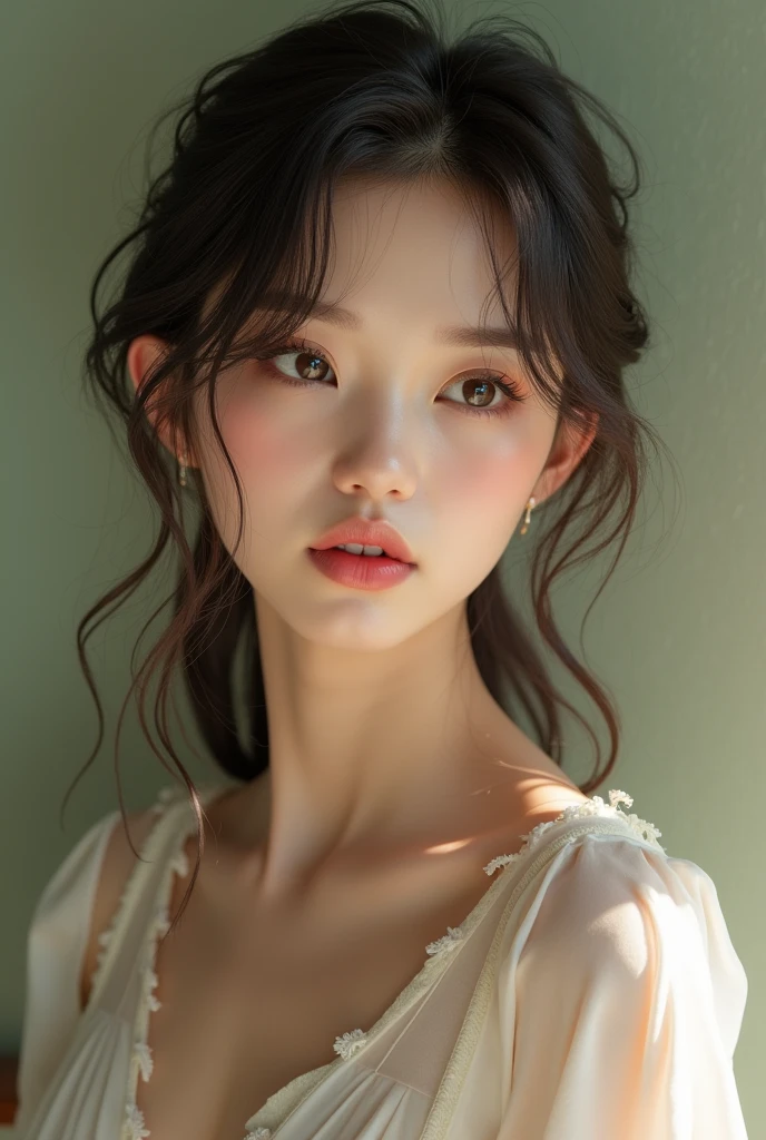 (((32k,high details,high detail、masterpiece,attention to detail,Full body Esbian,alone))),Raw photo & realistic atmosphere,beautifuleyes,detailed mouth,glossy lips,thin eyebrows,fine eyes、Soft white skin that shines in every detail、her deep blue eyes are so beautiful,lip details、very beautiful face,very well-shaped face、lifelike face,shining beautiful lips,beautiful eyebrows,infinite reality, Realistic Like Hand Gravure Idol,very cute high school girl, , Like Sensual Gravure Idol, Like Hand Gravure Idol, very beautiful and cute17 year old beautiful girl,with a flushed face,incredibly beautiful and classy17 year old beautiful girl,natural soft light,(black shiny hair,,barefoot,Beautiful and kind eyes:1.5),(like々beauty,Heavy wear,exposed thighs,Thighs protruding from the hakama,gentle smile,well-shaped chest,,immature body,Japan samurai kimono,Japanese style berry short hair,Let your hair hang high and tie it up,beautiful posture,Rear view,backwards,no makeup,woman samurai,female swordsman,stare into the distance,(random clothes color),Japanese pattern haori,Japanese style hair accessories,cleavage,Well good,underboob bikini:1.6),
20-year-old, 1 person, (Half Japanese and German woman), The face of a famous Japanese actress,
Supple body :1.3, model body shape:1.5, perfect style:1.4,
narrow shoulders, beautiful clavicle, long and thin legs,
delicate body shape, Slim abdominal beauty :1.2, thin waist :1.2,
super detailed face, super detailed chest, super detailed skin, Fair skin, Shiny skin,
slim facial contour, beautiful small face, Beautiful lined nose,
super detailed eyes, long slit eyes, brown eyes, double eyelid, Beautiful thin eyebrows, fine long eyelashes,
super detailed lips, plump lips, glossy pink lips, flushed cheeks, White teeth,
Beautiful actress's ennui makeup, pink lipstick,
dark brown hair, Delicate soft hair,
(hair up, medium short hair, ponytail:1.2),
layer cut, (dull bangs:1.2),
(stylish looking earrings,necklace,bracelet,shiny nail a