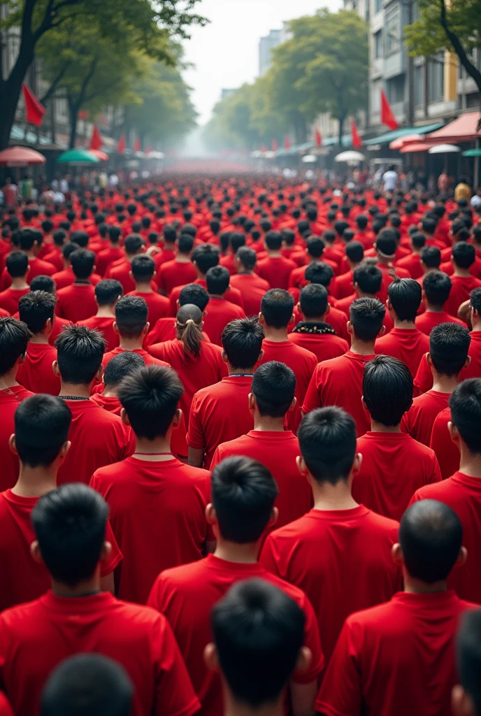 Red Shirts mob. On Uthayan Road