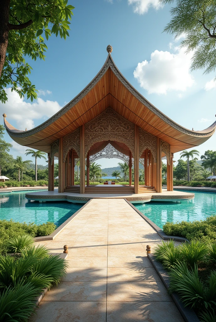 draw me a pavilion for the opening of sukma sabah by the sea