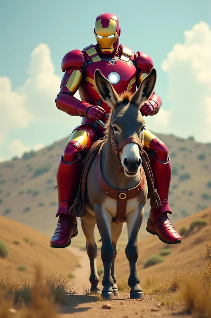 Ironman riding donkey