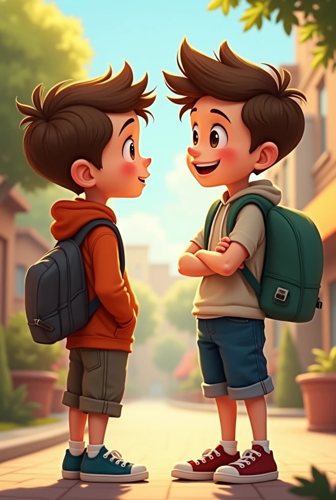 Two boys talking