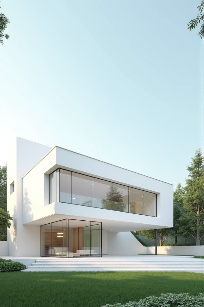 For a detailed and captivating image of a white-colored building, here's a prompt you can use:
"Create a stunning image of a modern white-colored building with sleek architectural lines and large glass windows. The building should have a minimalist design, with smooth, clean surfaces and sharp angles. Surround the building with a well-manicured landscape, featuring green lawns, a few trees, and a clear blue sky in the background. The lighting should highlight the building's pristine white color, casting soft shadows to emphasize its geometric structure."