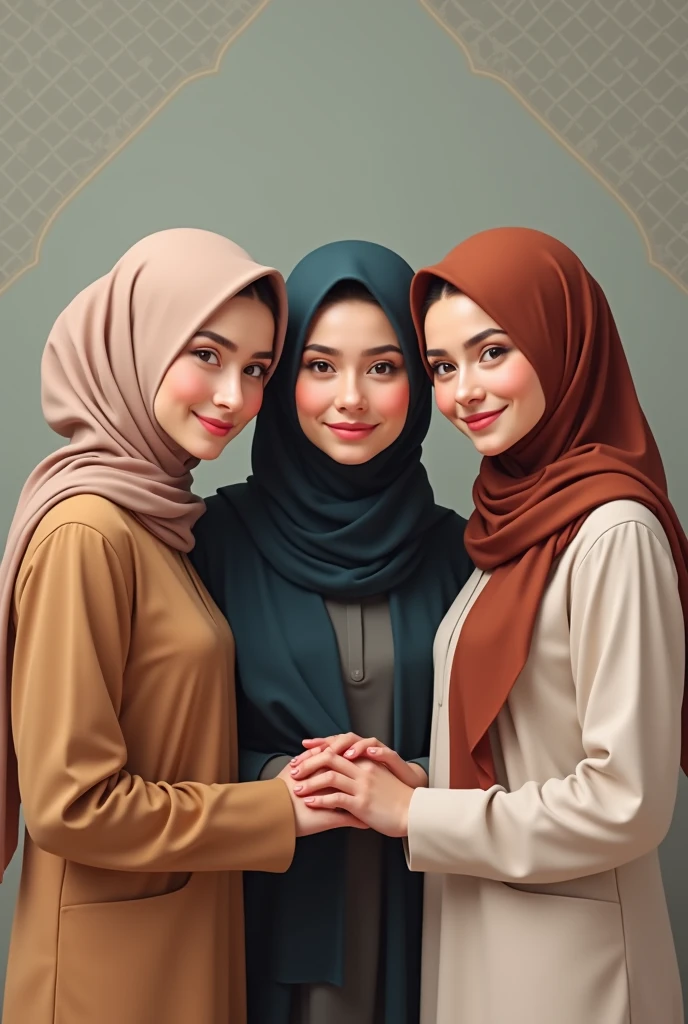 group of 3 adult Muslim girl cousins 