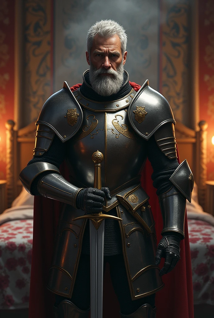 A knight getting up to fight back