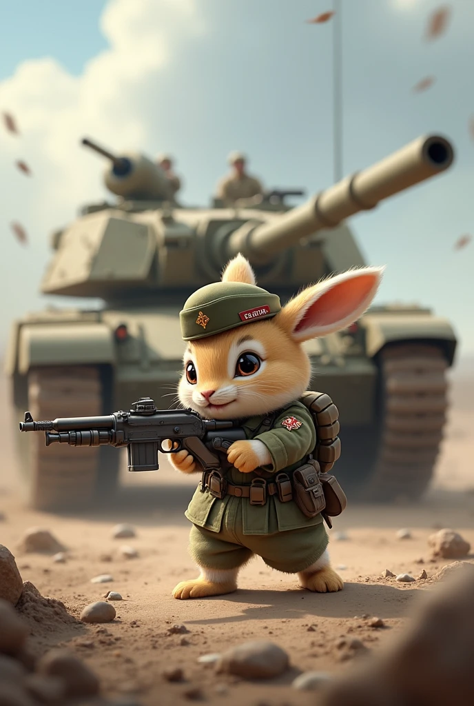 cute、Rabbit Soldier、Firing、Leopard 2