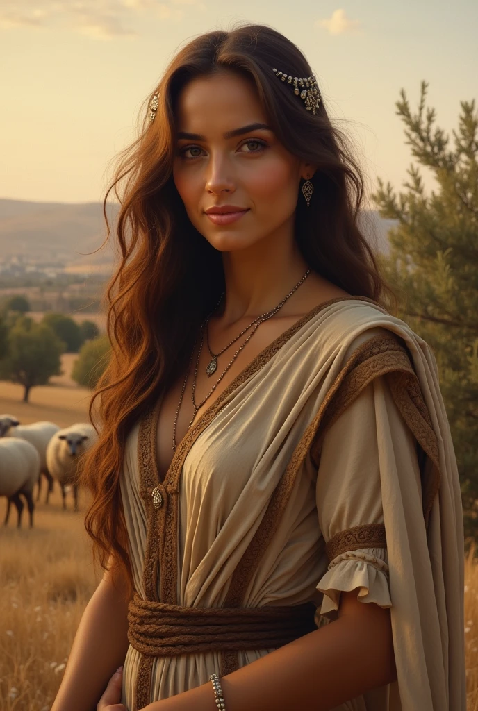 Abigail a beautiful woman with brown hair, style Hebrew woman and sensible wife of Nabal, a rich man from the time of the reign of King David
