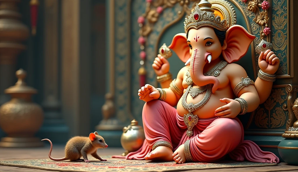 Lord Ganesh, leg near rat,