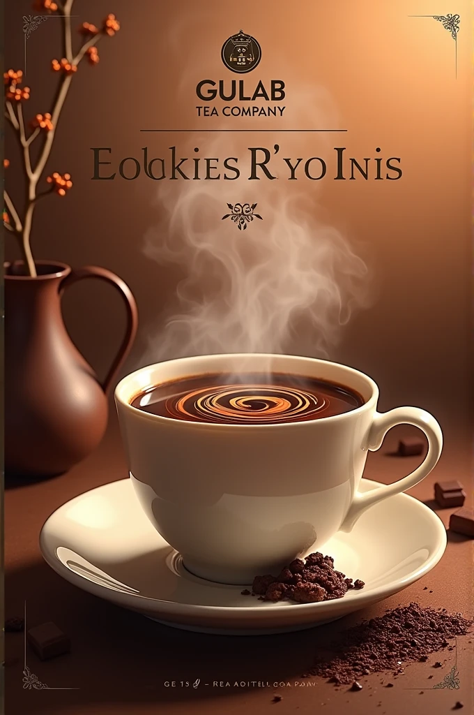 Create Banner Gulab tea company name with chocolate tea