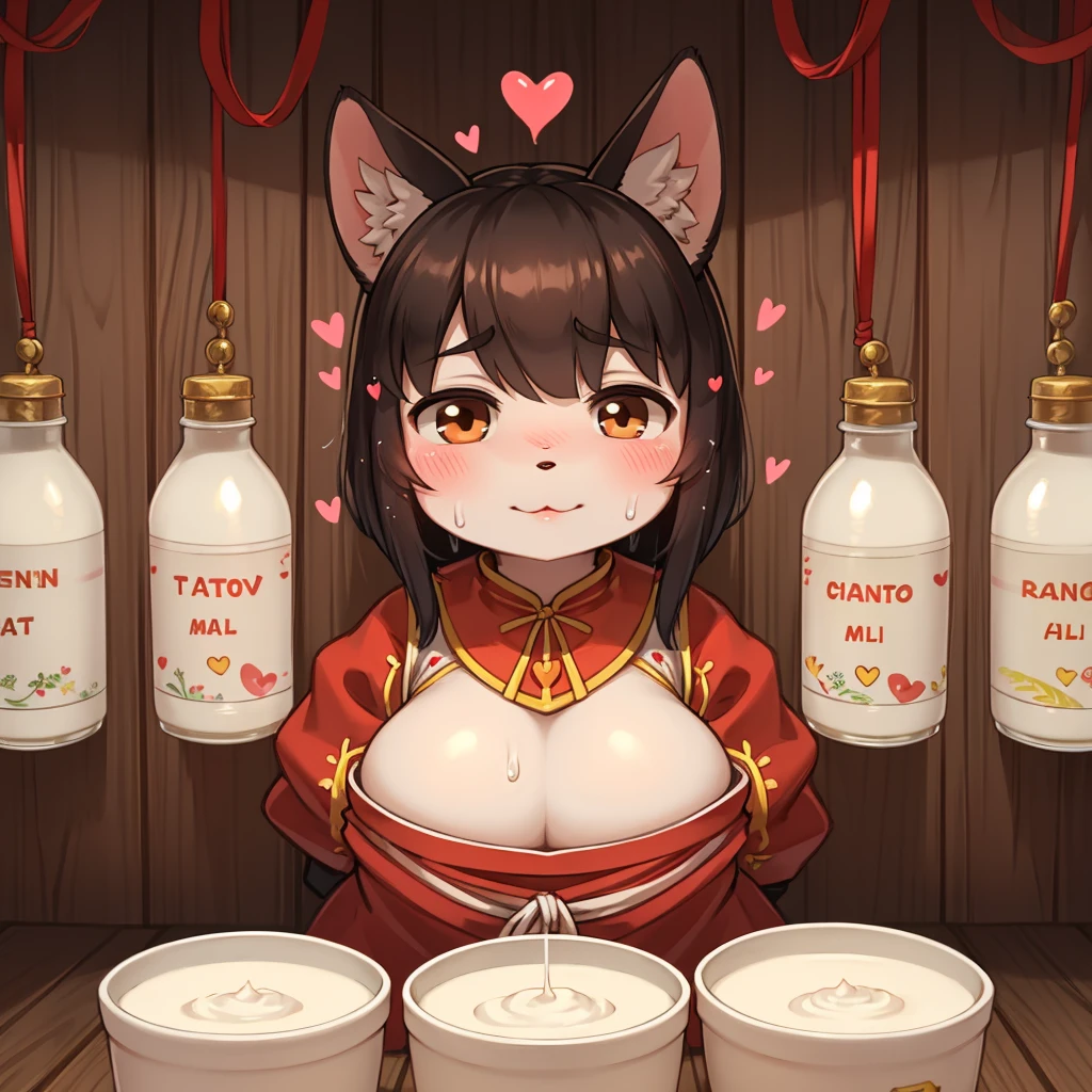 (It's a Smell ward) , Children from all over the world in national costumes , moist thin eyes , glossy lips , Swollen cheeks , heart is beating fast , Condensed milk