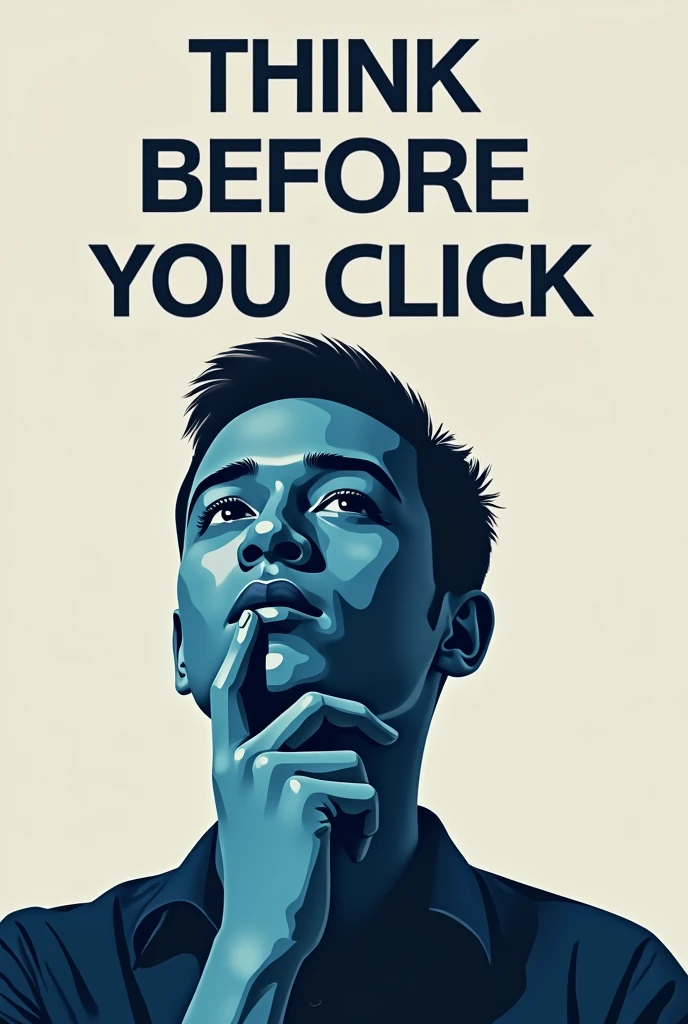 "Think before you click" campaign poster. Add the text too
