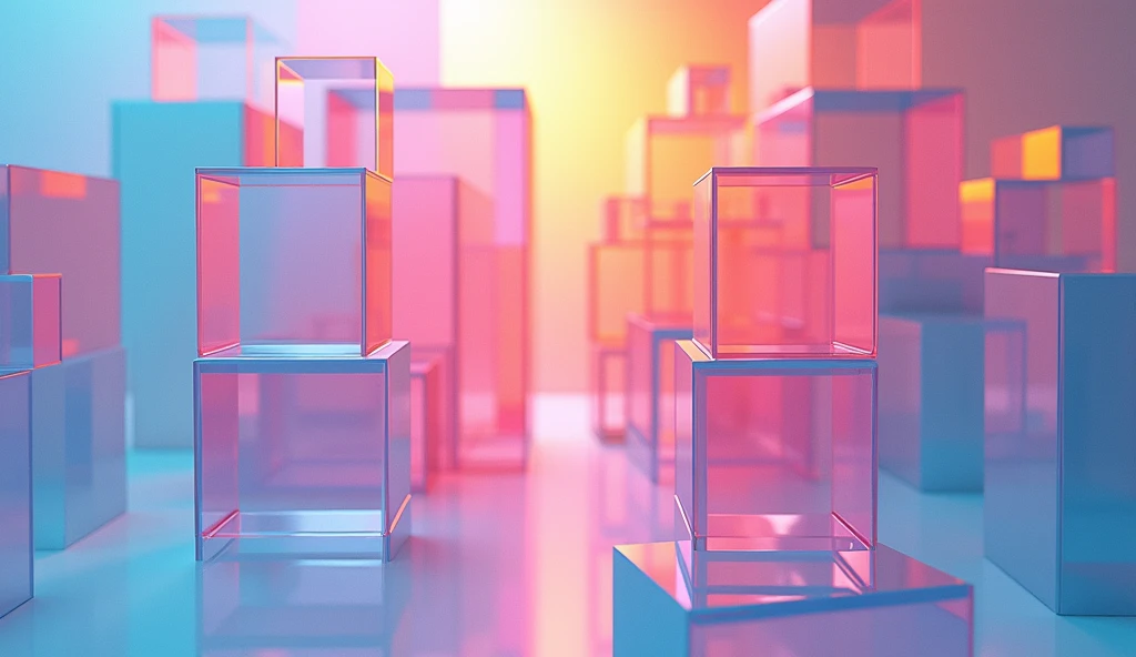 彩色
poster设计
，Lots of acrylic boxes，Transparency，Suspension，Trigonometric geometry，Sense of space，Technology，poster