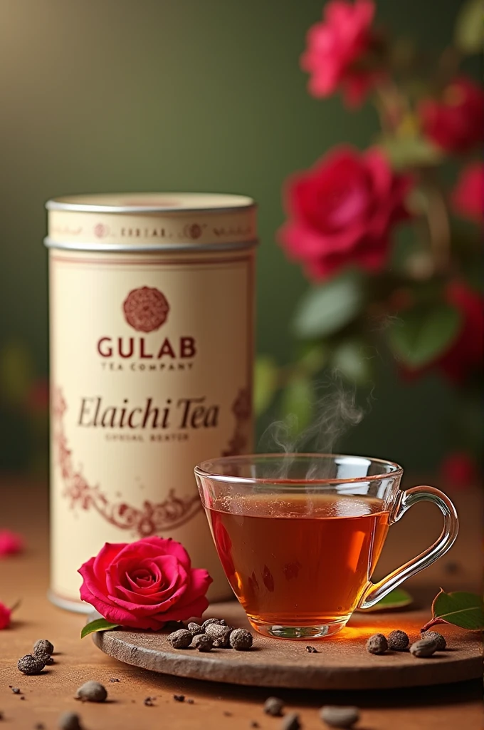 Ceate Brand name Gulab Tea company with Elaichi Tea image