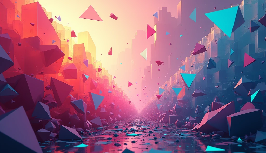 Colorful poster design,Scattered,Transparency,悬浮Sense of space,Trigonometric geometry,Sense of space,Technology,