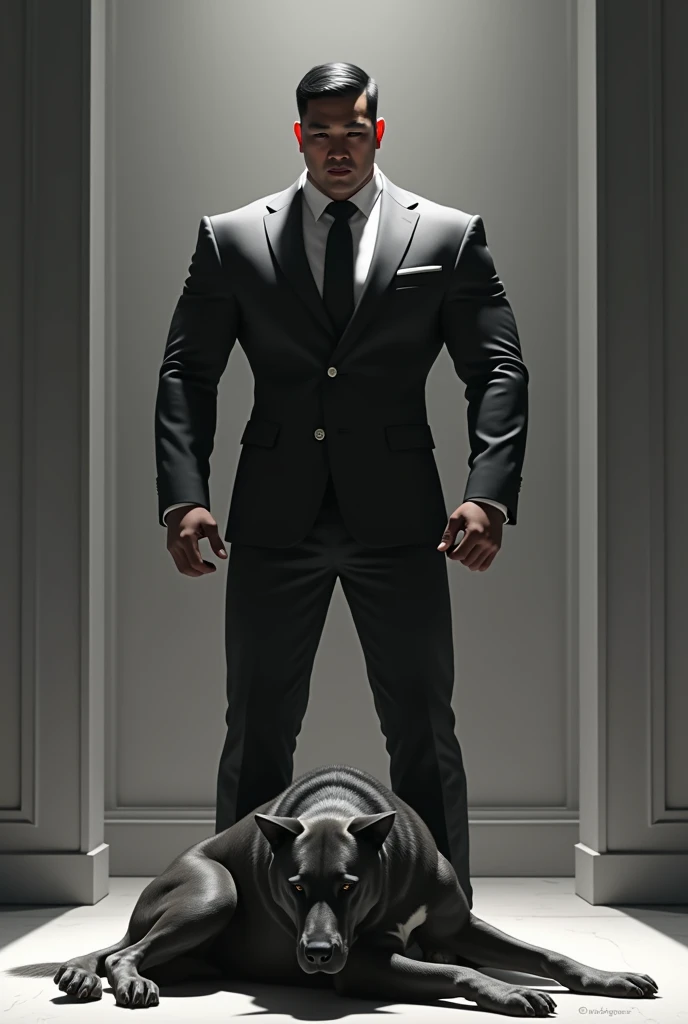 Asian,muscle,Suit muscle man binding training dress dog slave