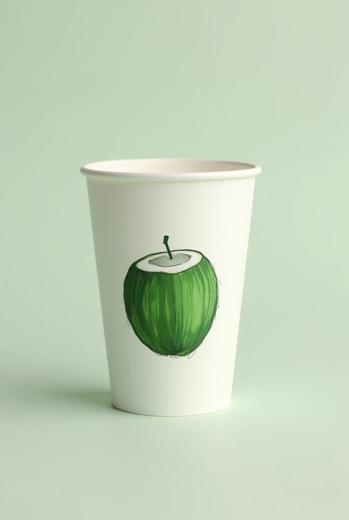 paper cup with green coconut design simple 

