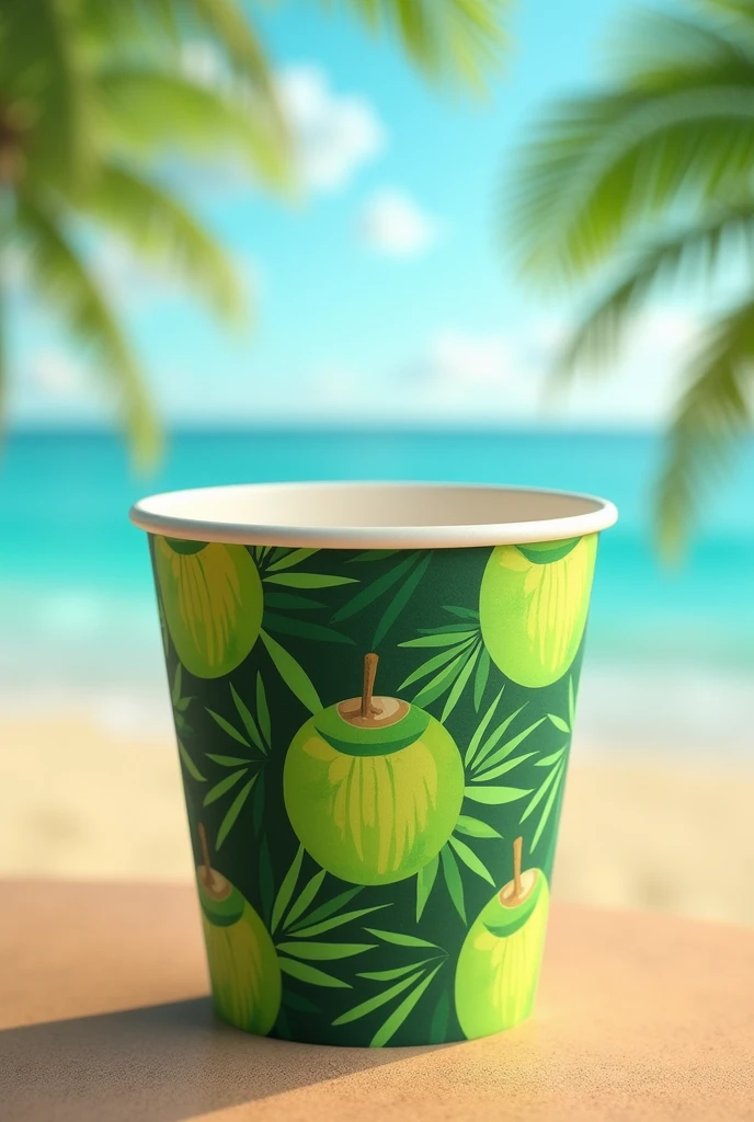 paper cup with green coconut design