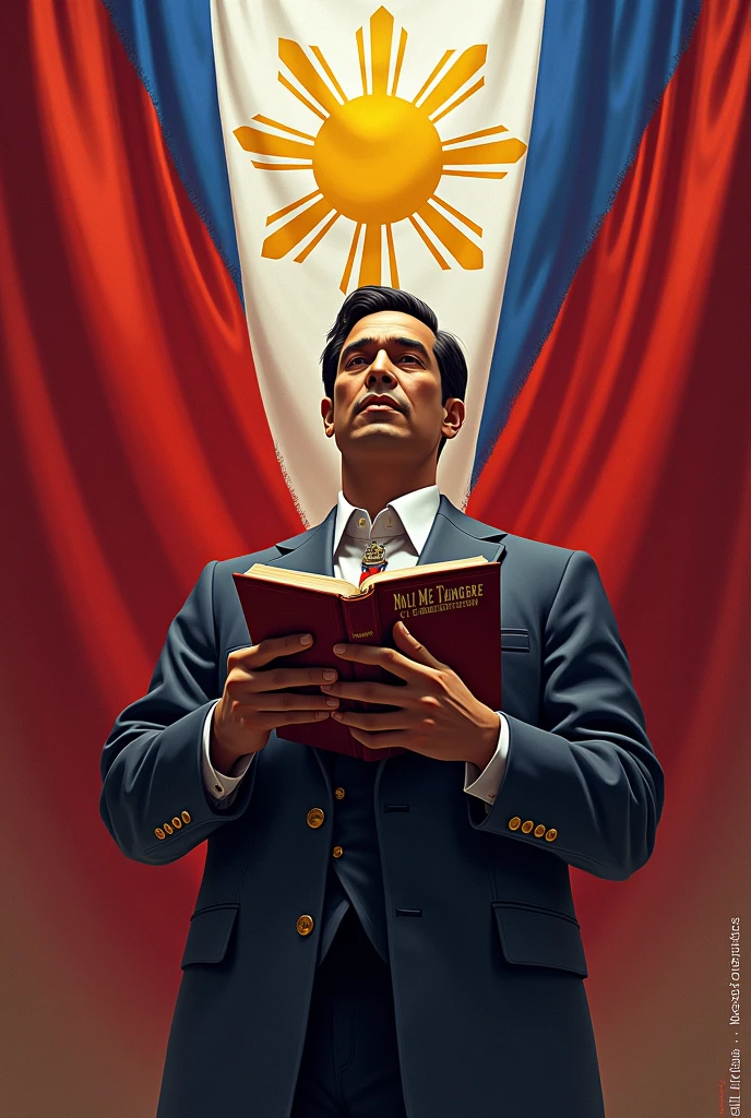 Draw a big Philippine flag and Jose rizal and his works
