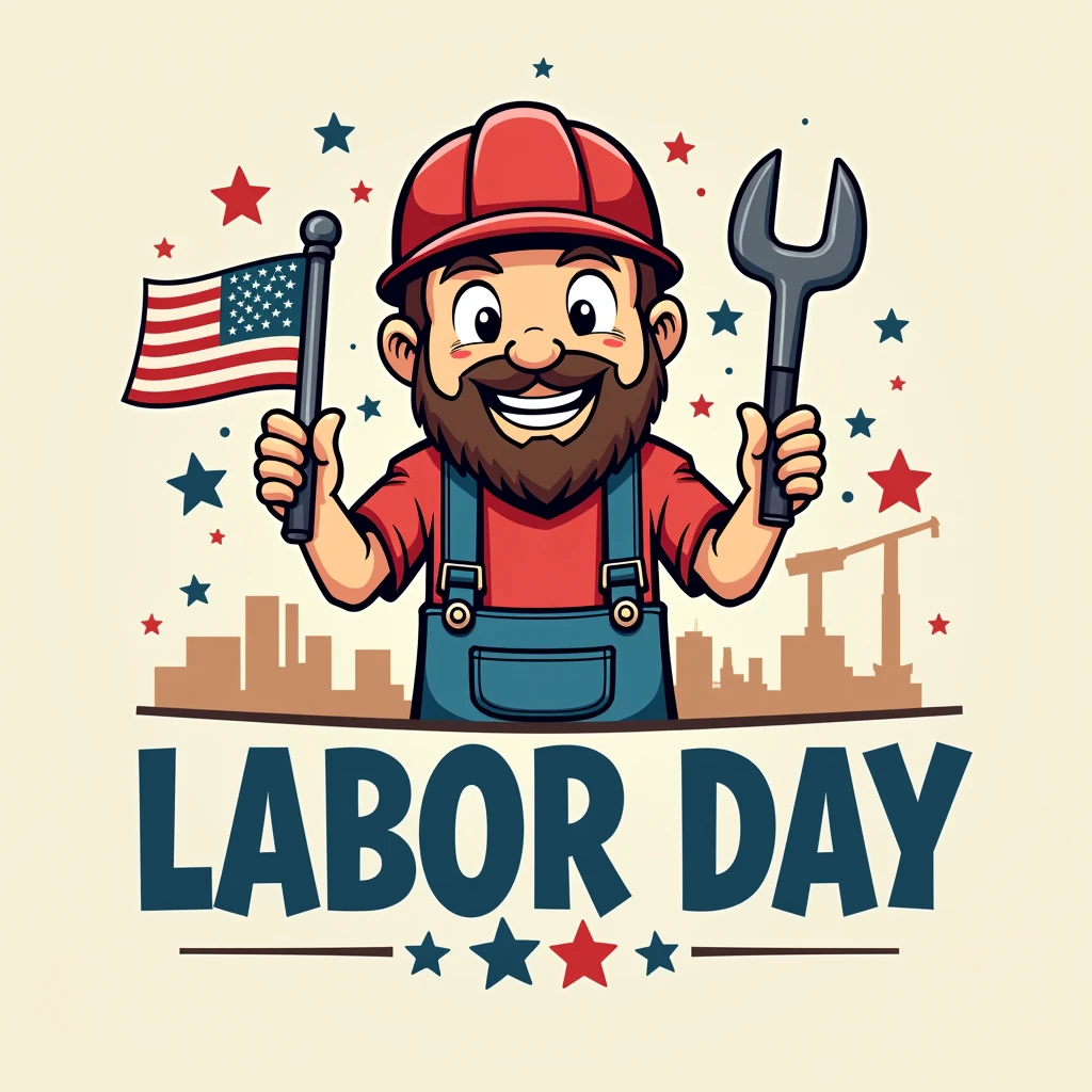 Logo for t-shirt labor day style funny have word happy meaning