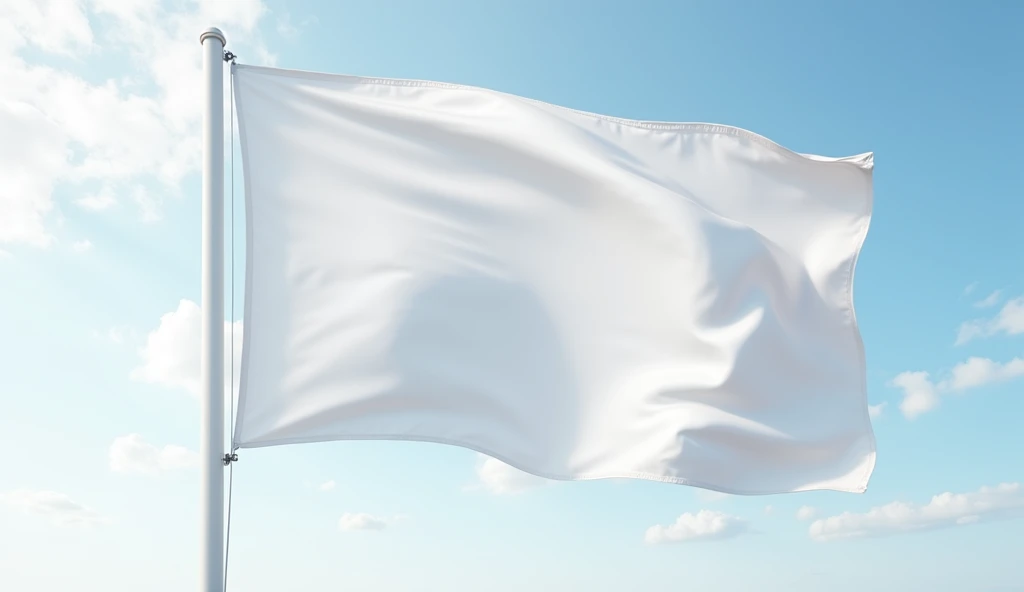a large white flag floats in the wind.