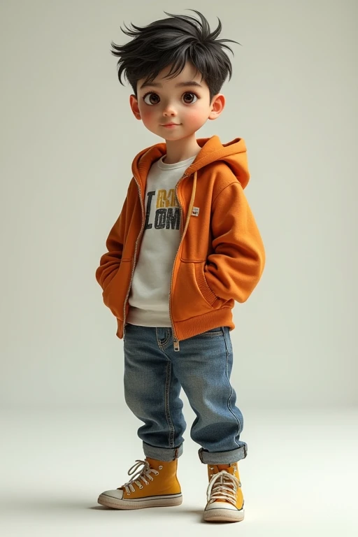 Mini character, short, cool, boy wearing a hoodie