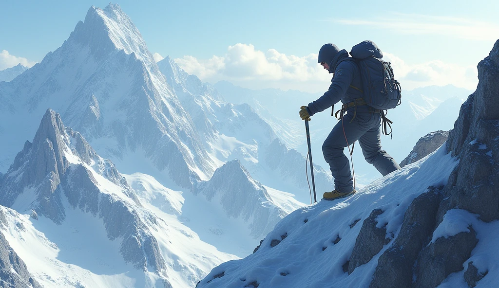 someone climbing a mountain.