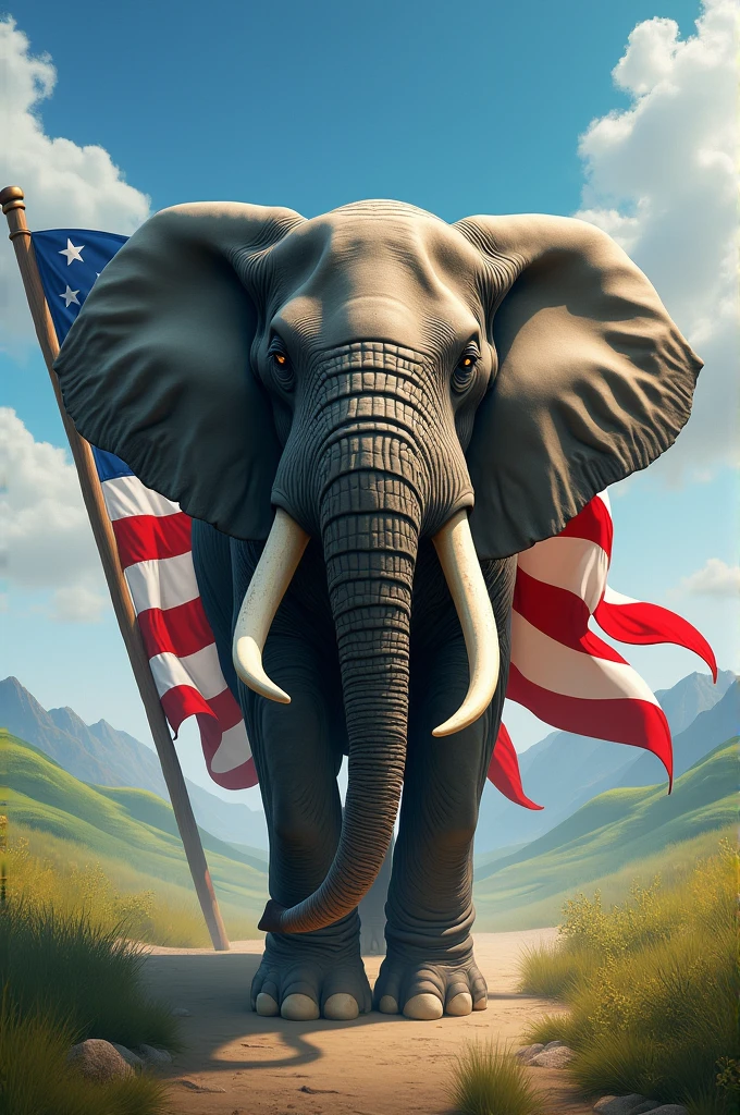 America flag on elephant