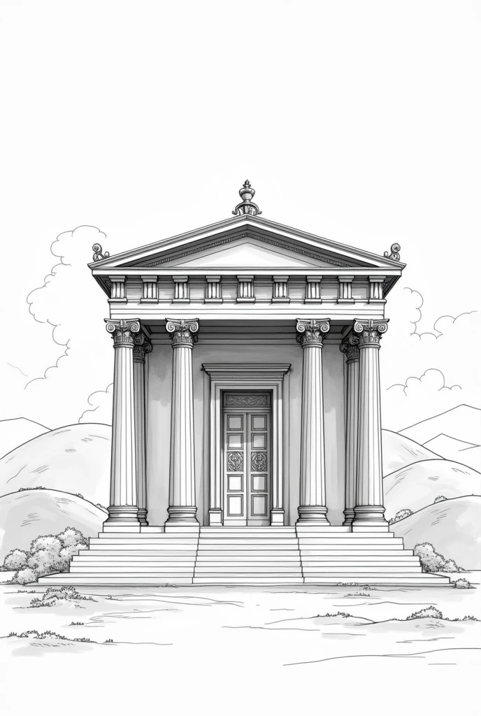 Greek Temple, Drawing, Easy to Draw, Front View