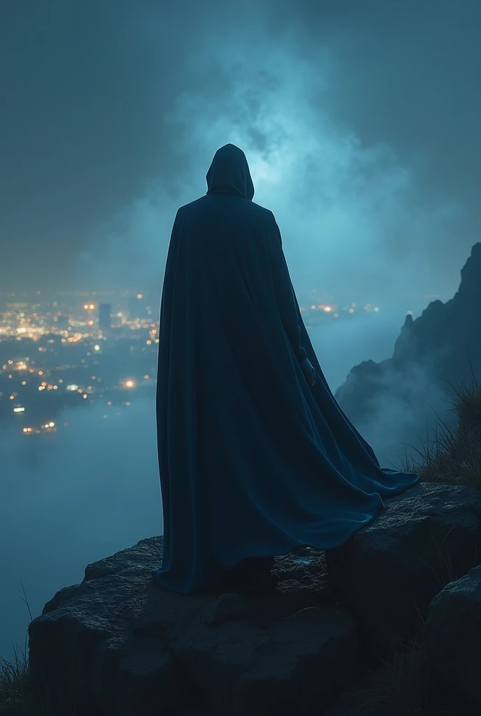 man in cape without face