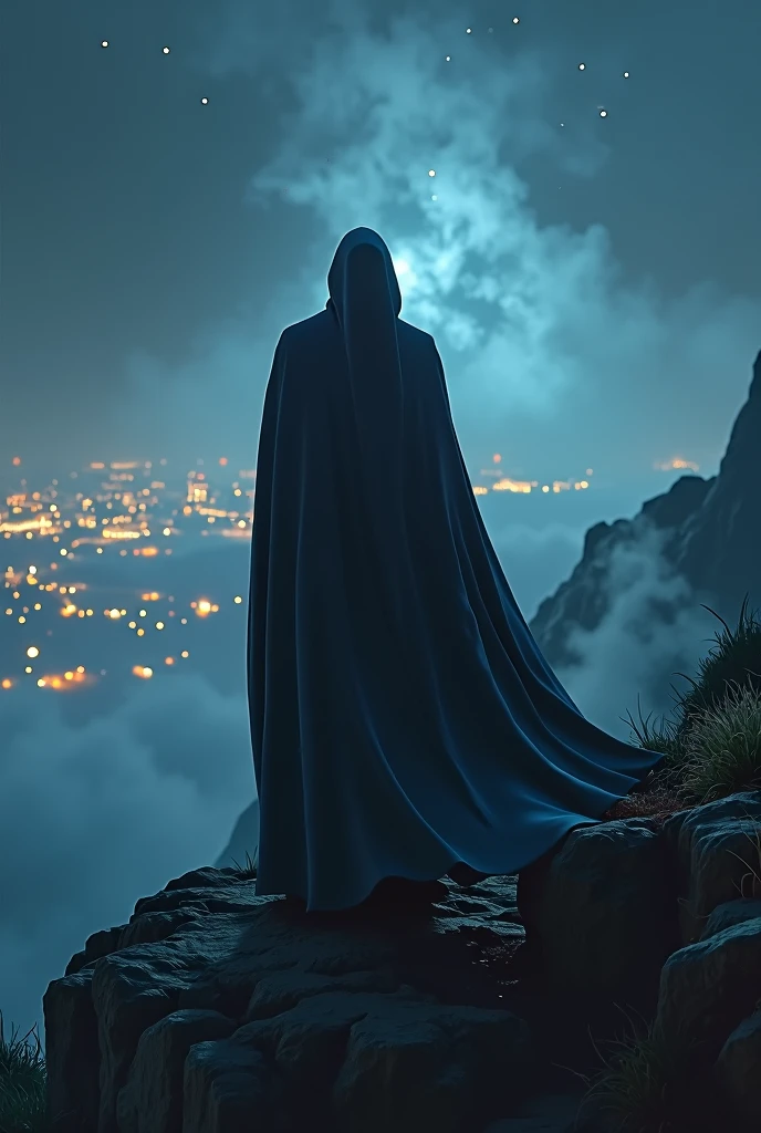 man in cape without face