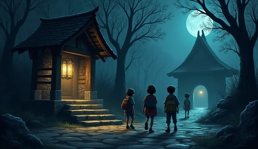 One day, a few village children plucked up courage and decided to visit the shrine at night. He thought that all these were just anecdotes. They approached the shrine with stealthy, muffled steps and stopped by the well.